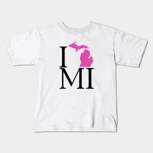 I Love Michigan - Pink Kids T-Shirt